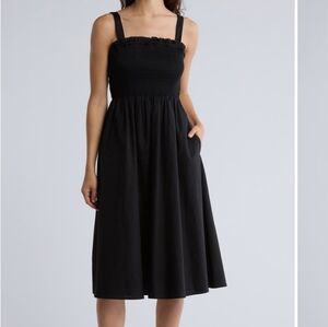 Women's Black Midi Skirt with Pockets